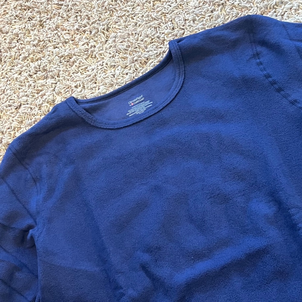 ClimateRight by Cuddl Duds Navy Blue Stretch Fleece Long Sleeve Top XL Thumbhole